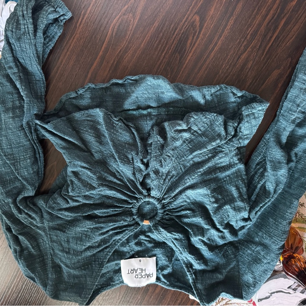 Draped Heart Teal Blouse
